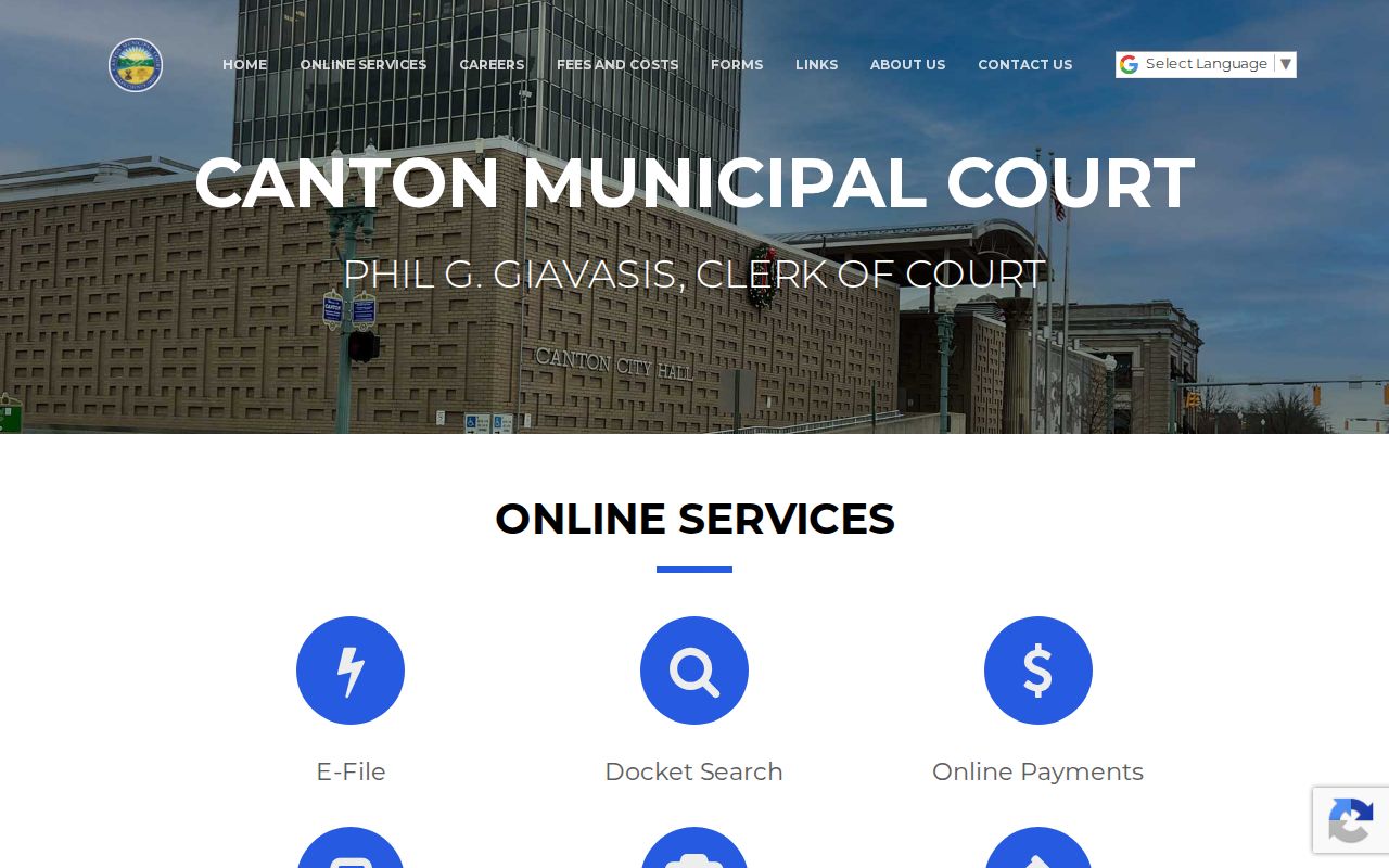 Canton court docket and Canton Municipal Court official site