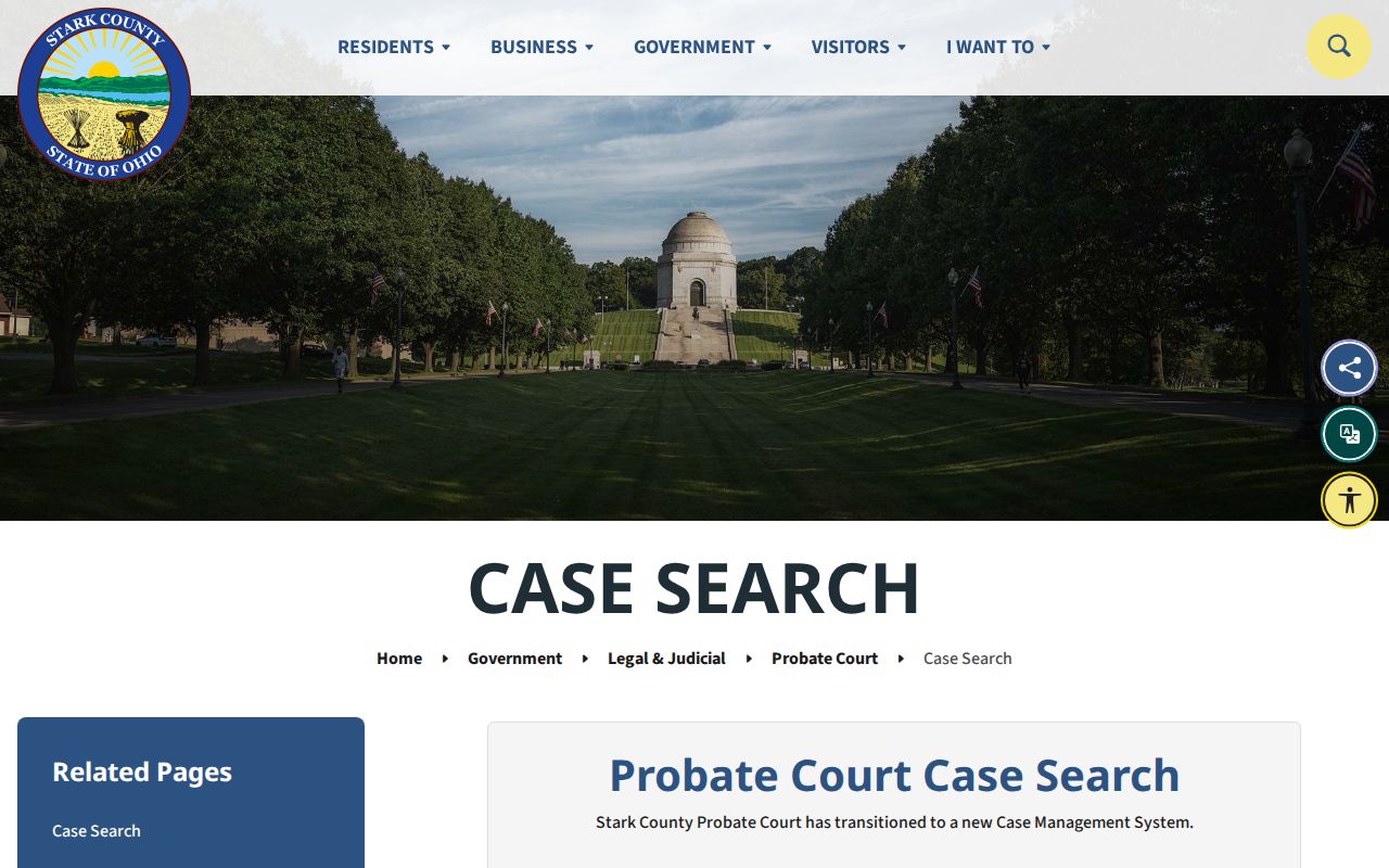 Stark County docket search Probate transition notice