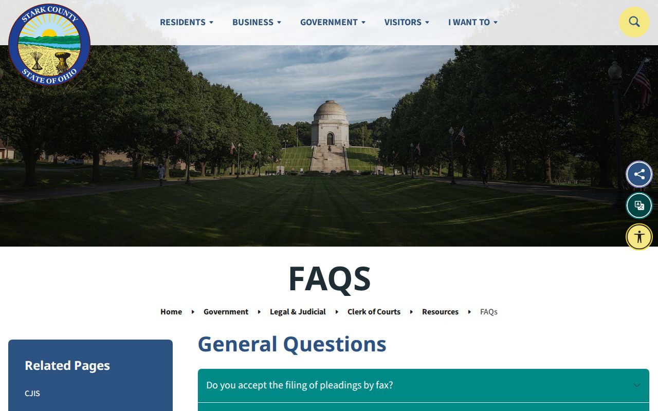 Stark County civil court docket historic index and clerk FAQ