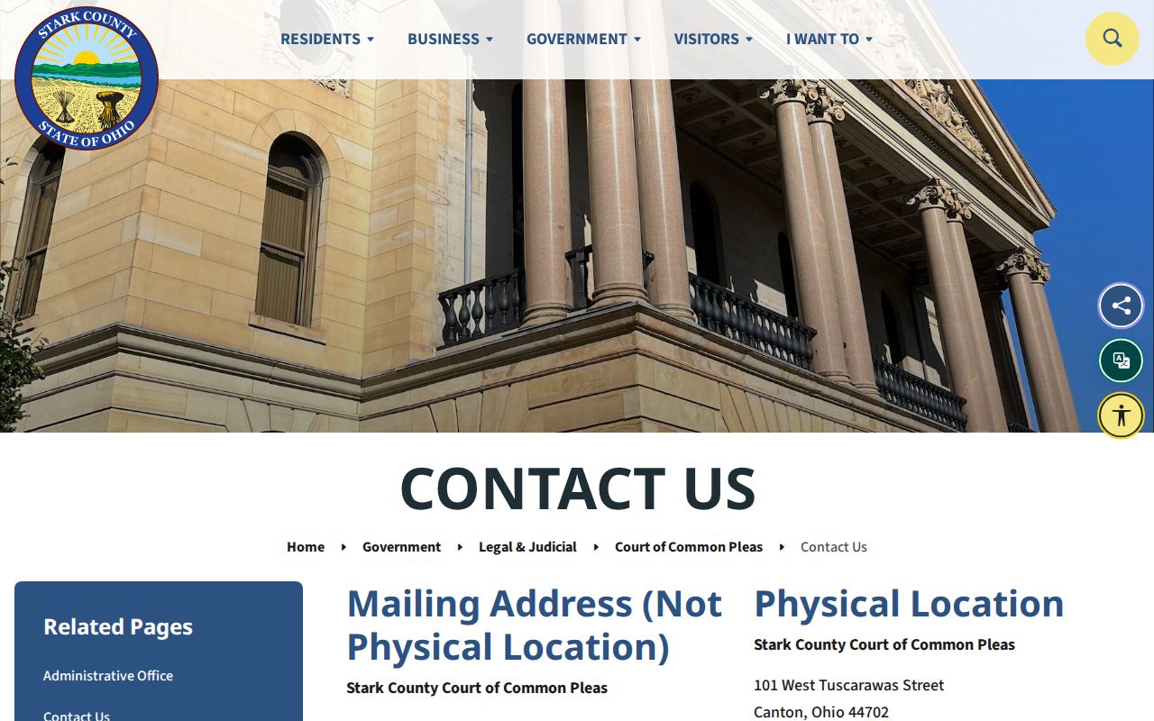 Stark County court schedule Common Pleas contact route