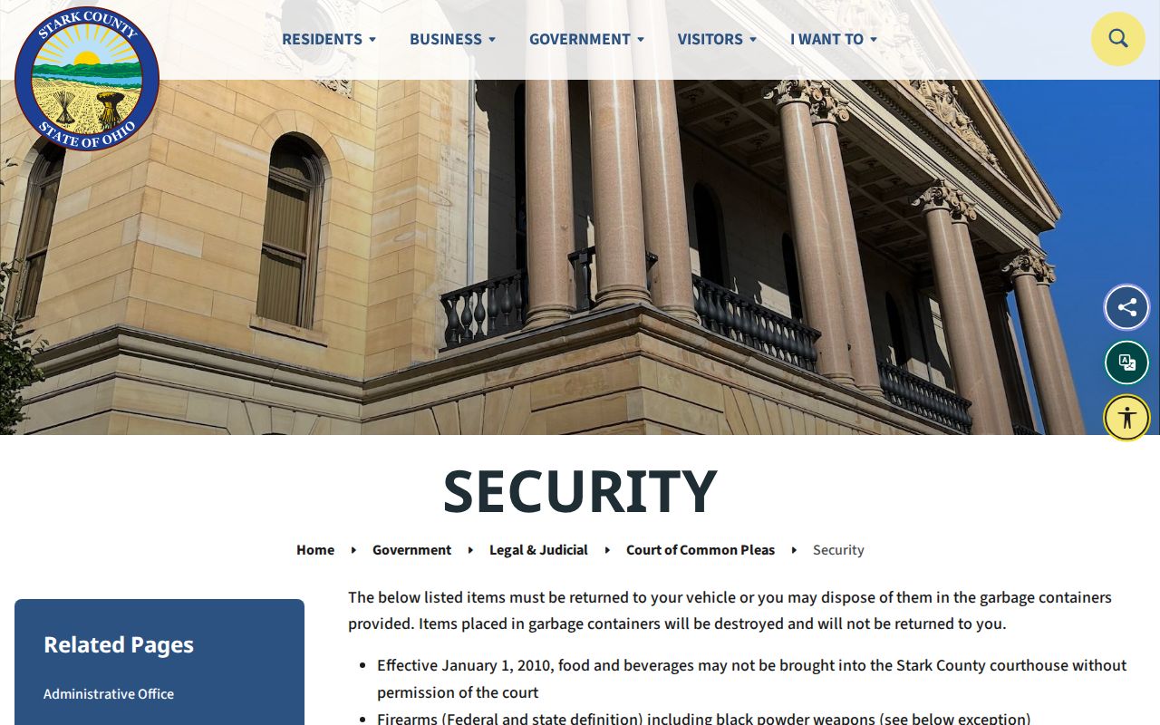 Stark County court schedule courthouse visit information