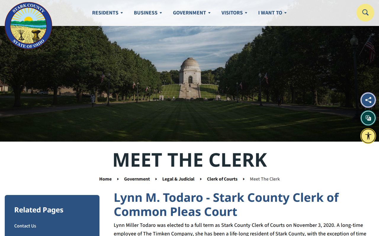 Stark County court records source showing Clerk of Courts duties