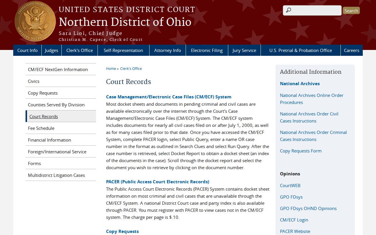 Stark County court records distinction for Northern District federal records