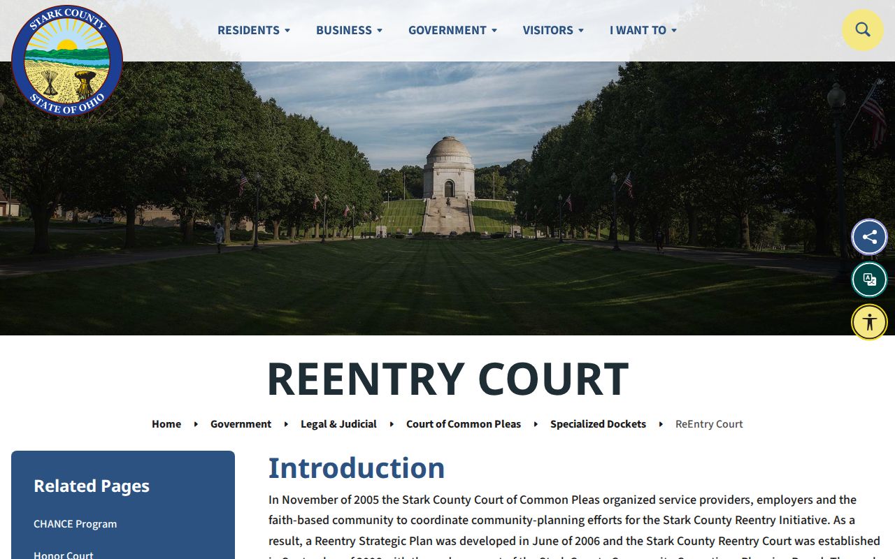 Stark County criminal docket Reentry Court program