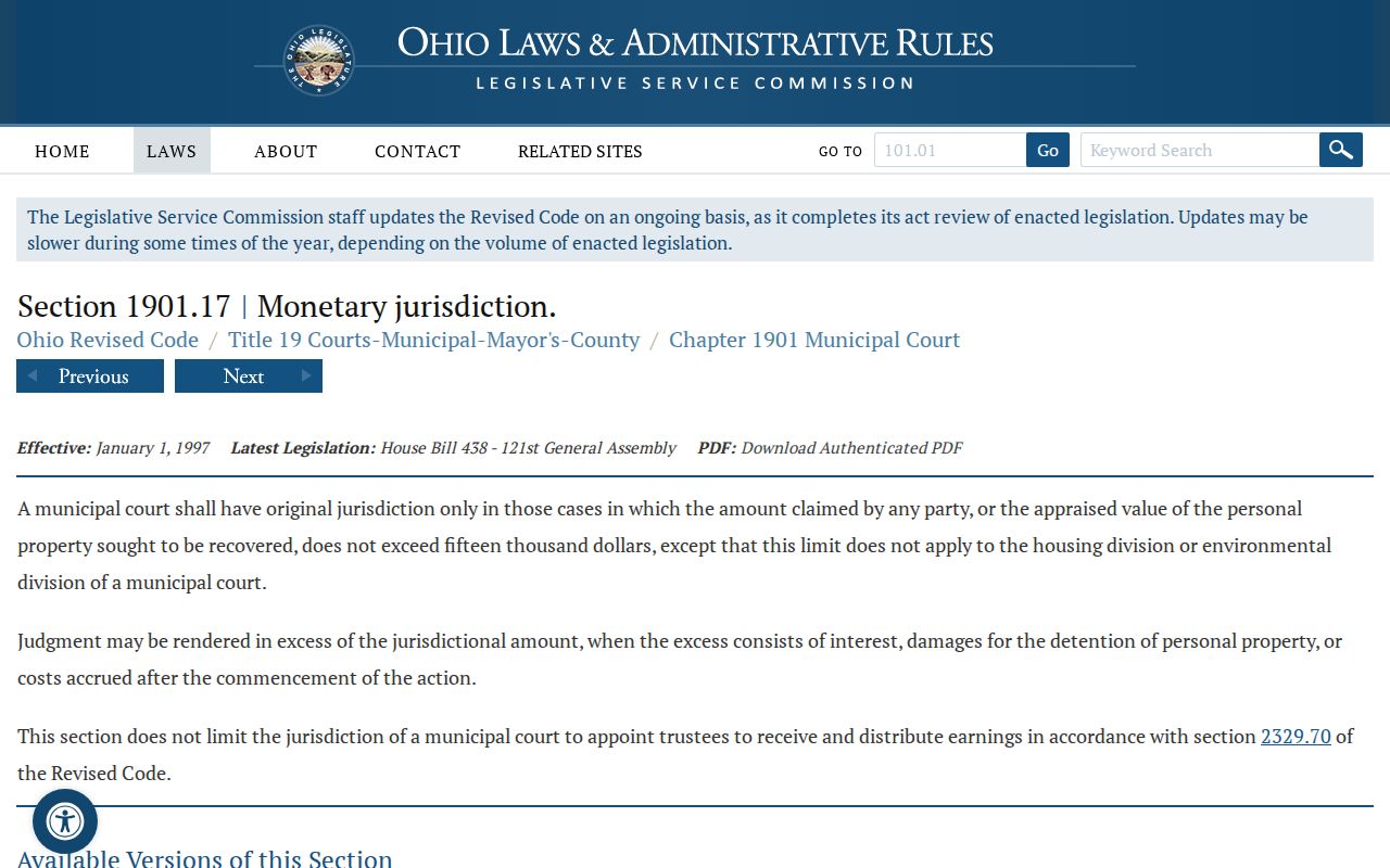 Massillon court records and Ohio municipal court jurisdiction