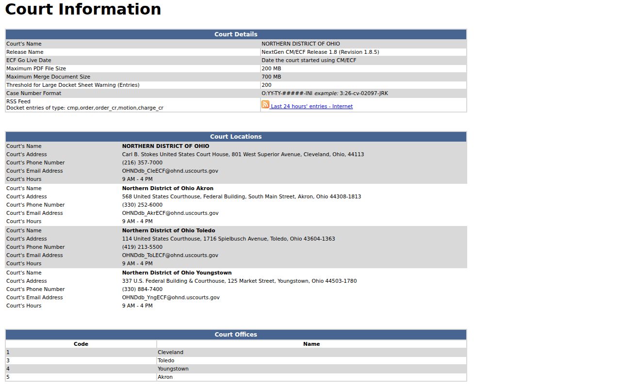 North Canton court records distinguished from federal CM ECF court records