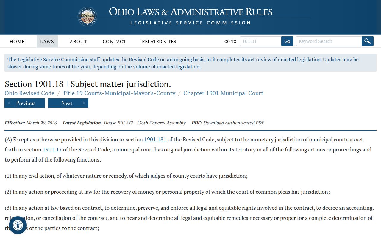 Stark County traffic court source on municipal court traffic jurisdiction